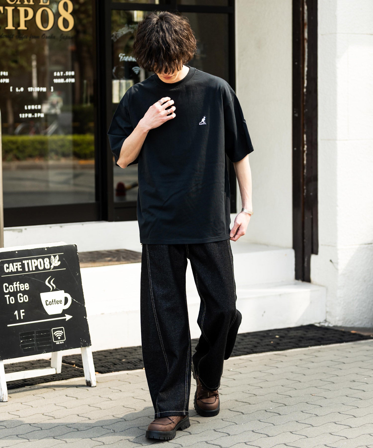 KANGOL カンゴール 別注コラボ 接触冷感オーバーサイズバックプリント半袖Tシャツ 15622