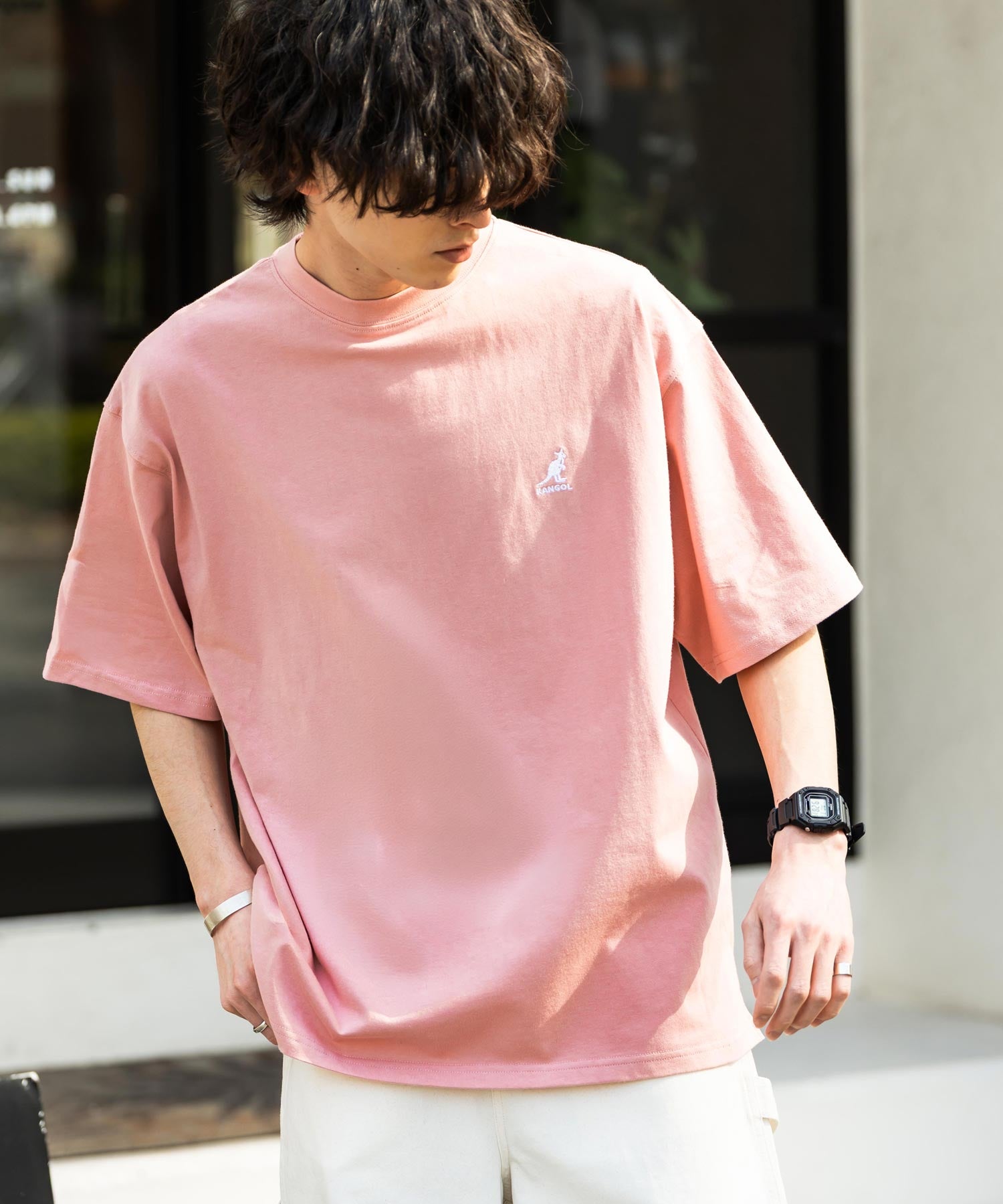 KANGOL カンゴール 別注コラボ 接触冷感オーバーサイズバックプリント半袖Tシャツ 15622