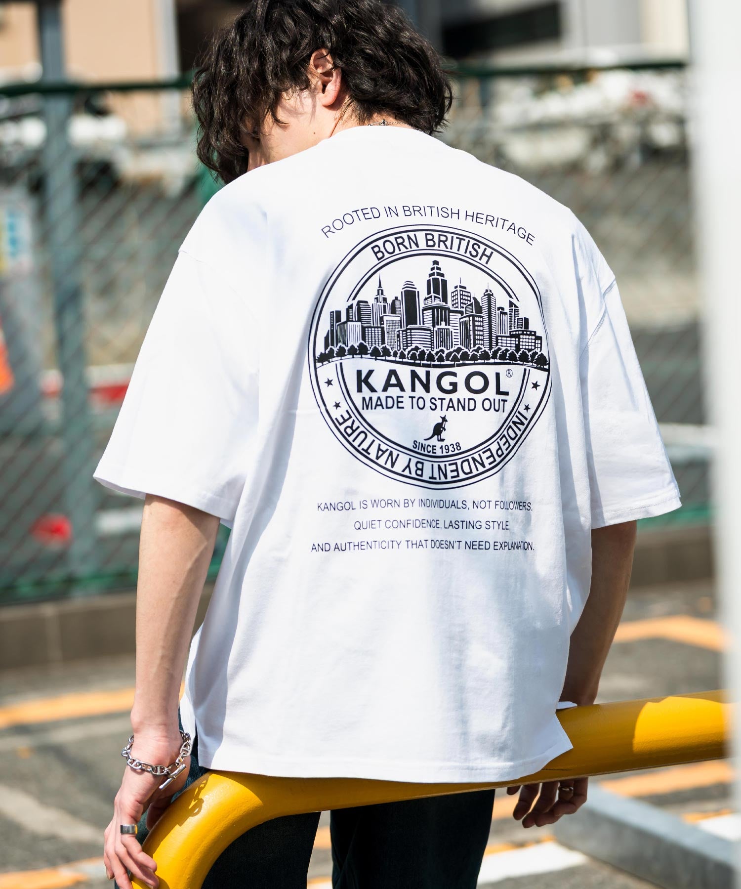 KANGOL カンゴール 別注コラボ 接触冷感オーバーサイズバックプリント半袖Tシャツ 15622