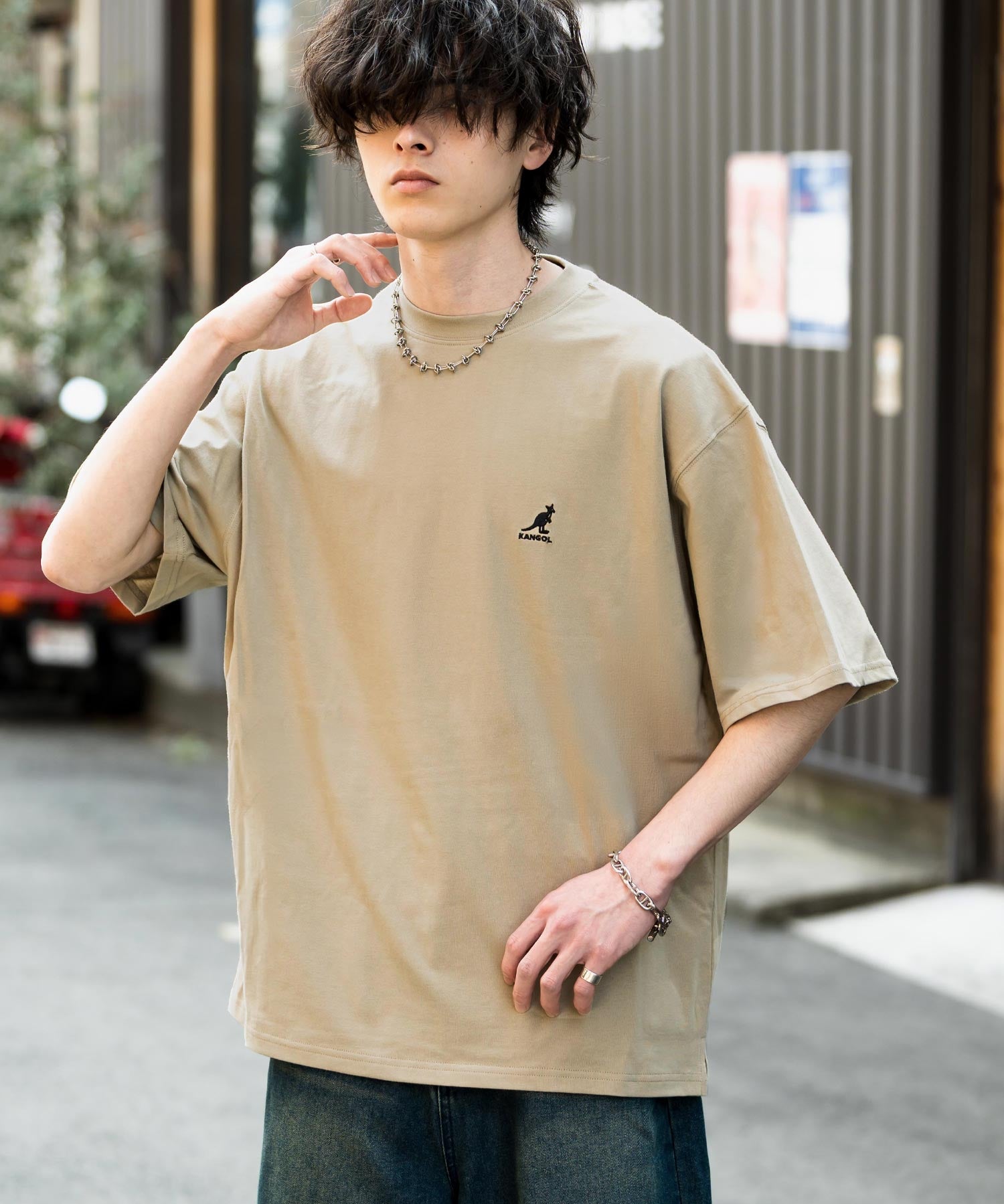 KANGOL カンゴール 別注コラボ 接触冷感オーバーサイズバックプリント半袖Tシャツ 15622