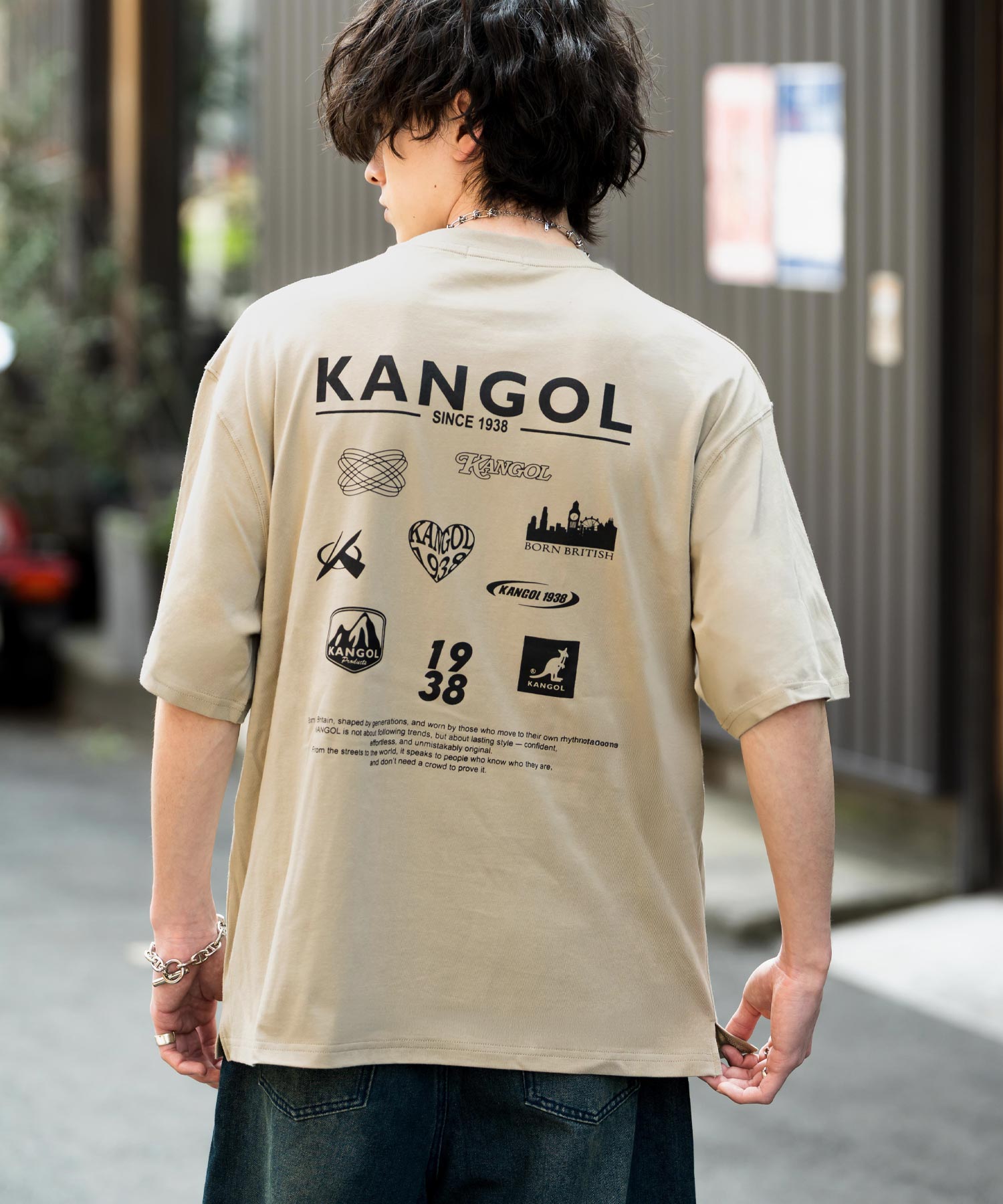 KANGOL カンゴール 別注コラボ 接触冷感オーバーサイズバックプリント半袖Tシャツ 15622