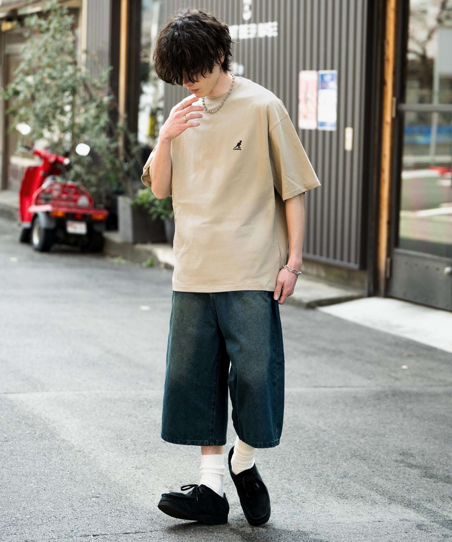KANGOL カンゴール 別注コラボ 接触冷感オーバーサイズバックプリント半袖Tシャツ 15622