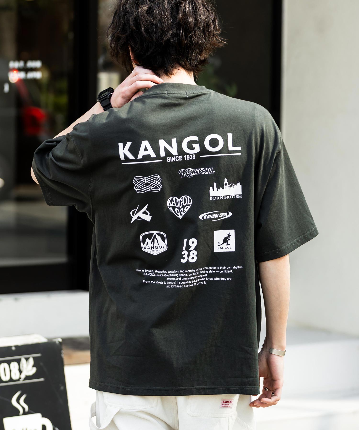 KANGOL カンゴール 別注コラボ 接触冷感オーバーサイズバックプリント半袖Tシャツ 15622
