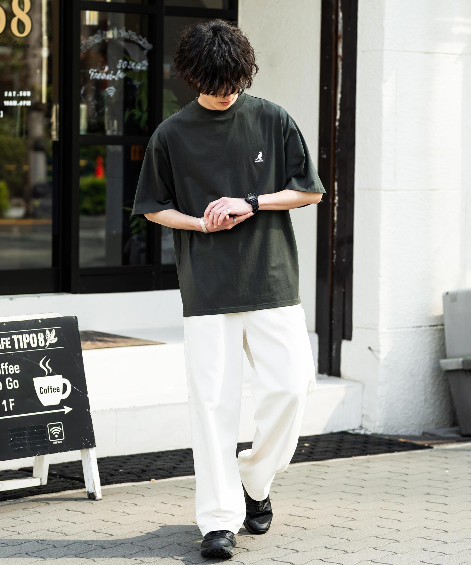 KANGOL カンゴール 別注コラボ 接触冷感オーバーサイズバックプリント半袖Tシャツ 15622