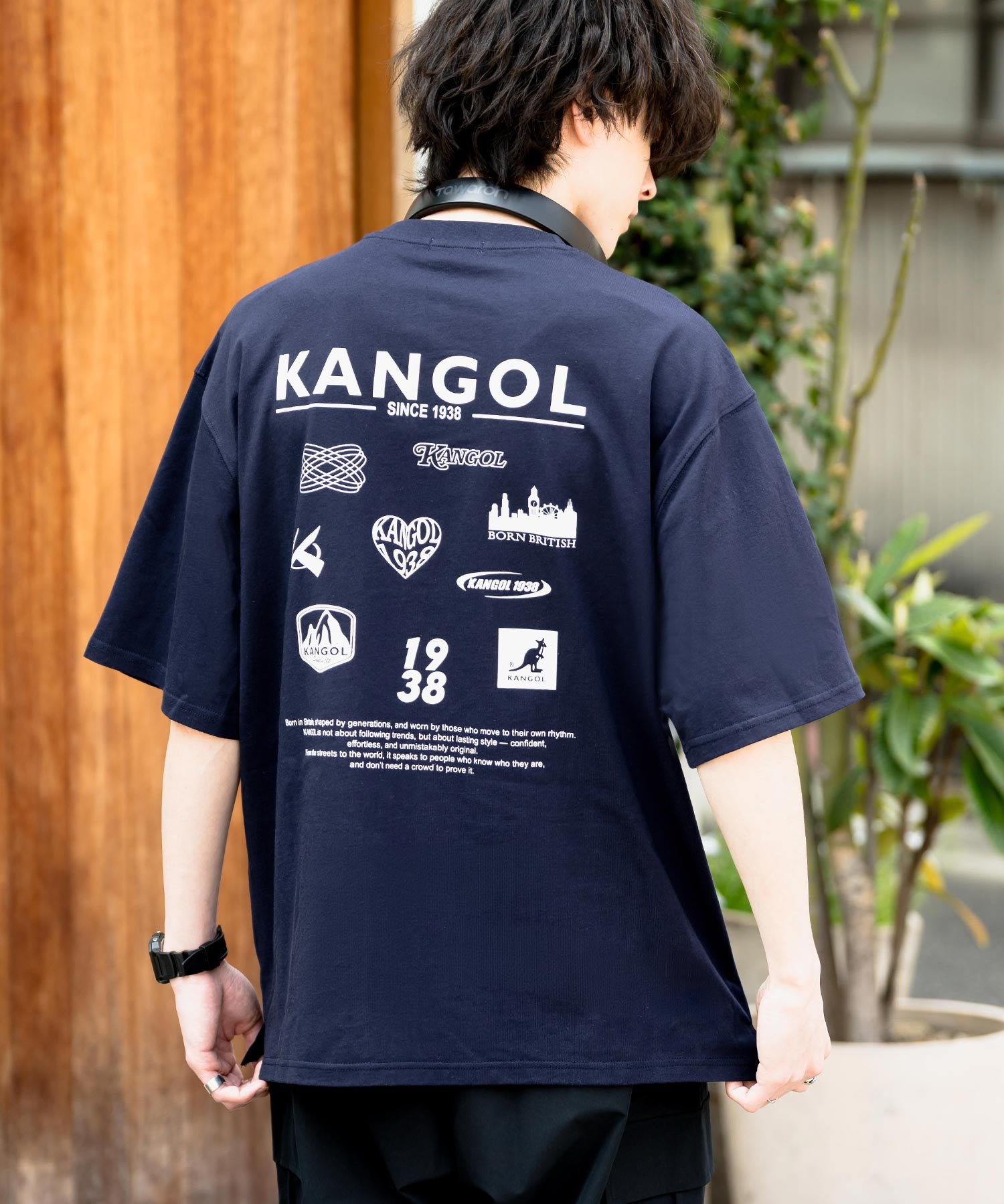 KANGOL カンゴール 別注コラボ 接触冷感オーバーサイズバックプリント半袖Tシャツ 15622