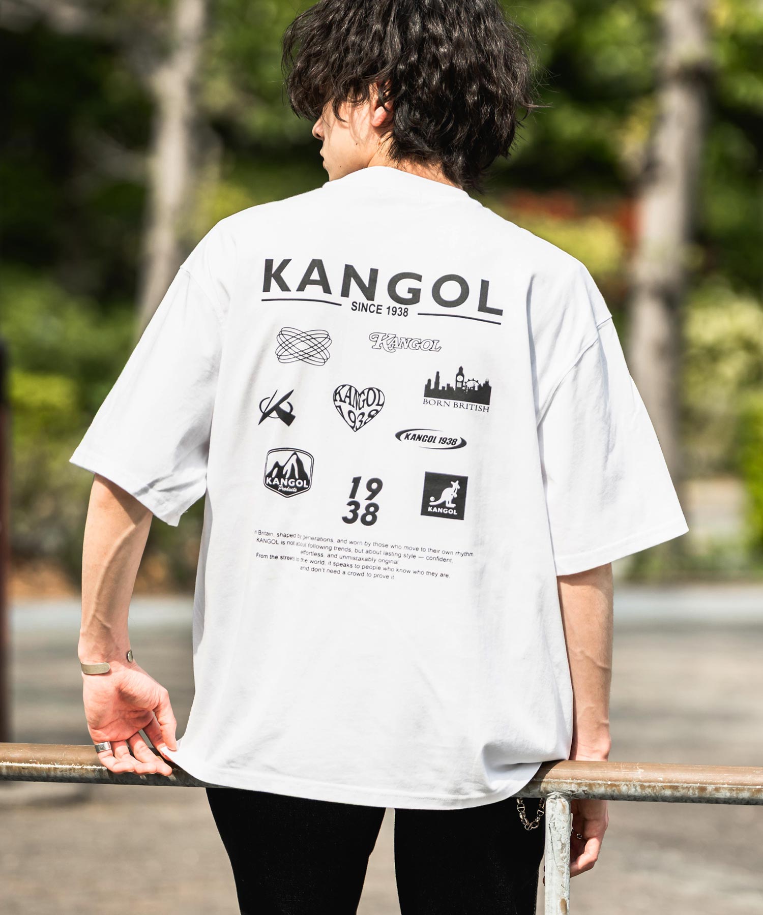 KANGOL カンゴール 別注コラボ 接触冷感オーバーサイズバックプリント半袖Tシャツ 15622