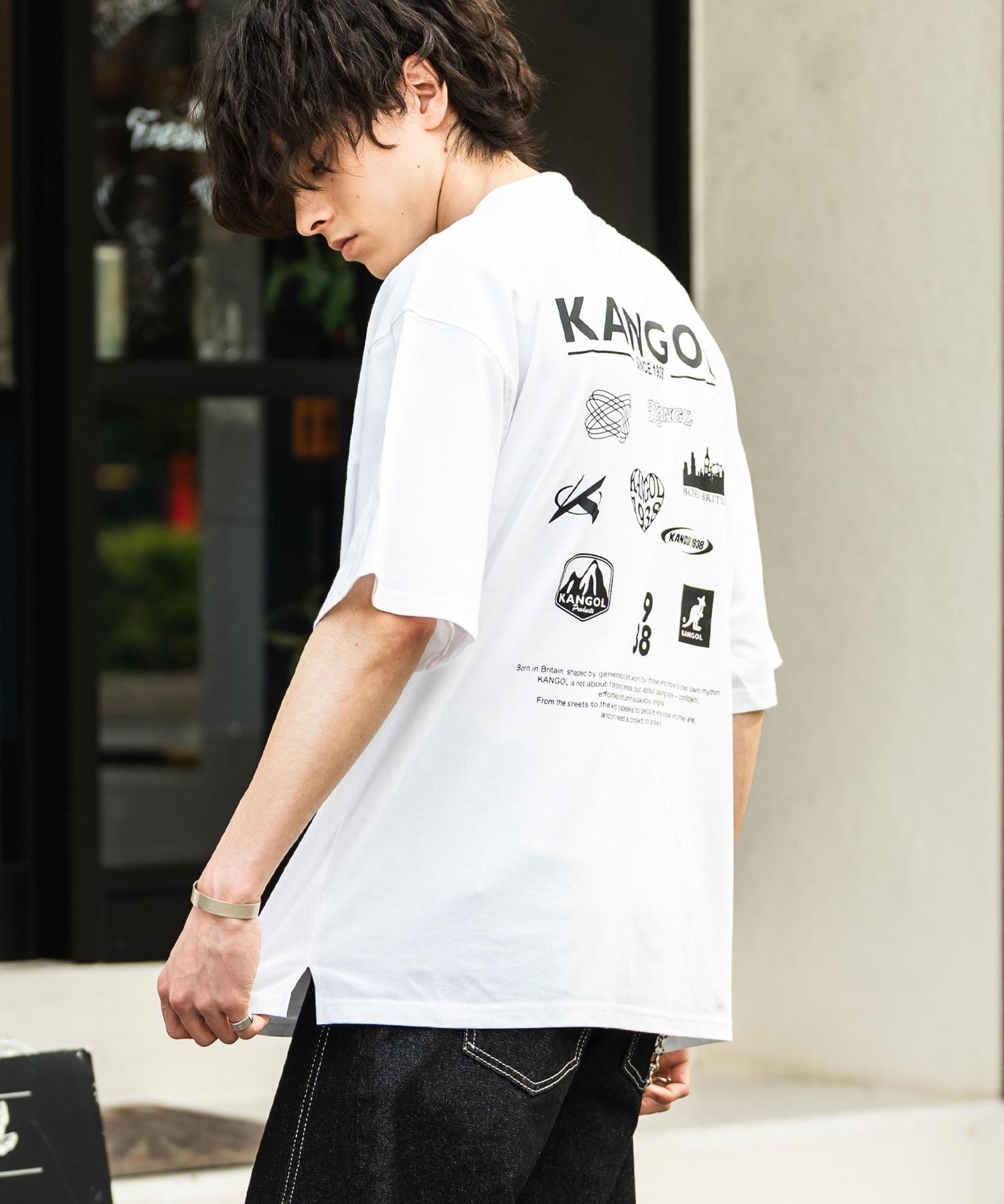 KANGOL カンゴール 別注コラボ 接触冷感オーバーサイズバックプリント半袖Tシャツ 15622