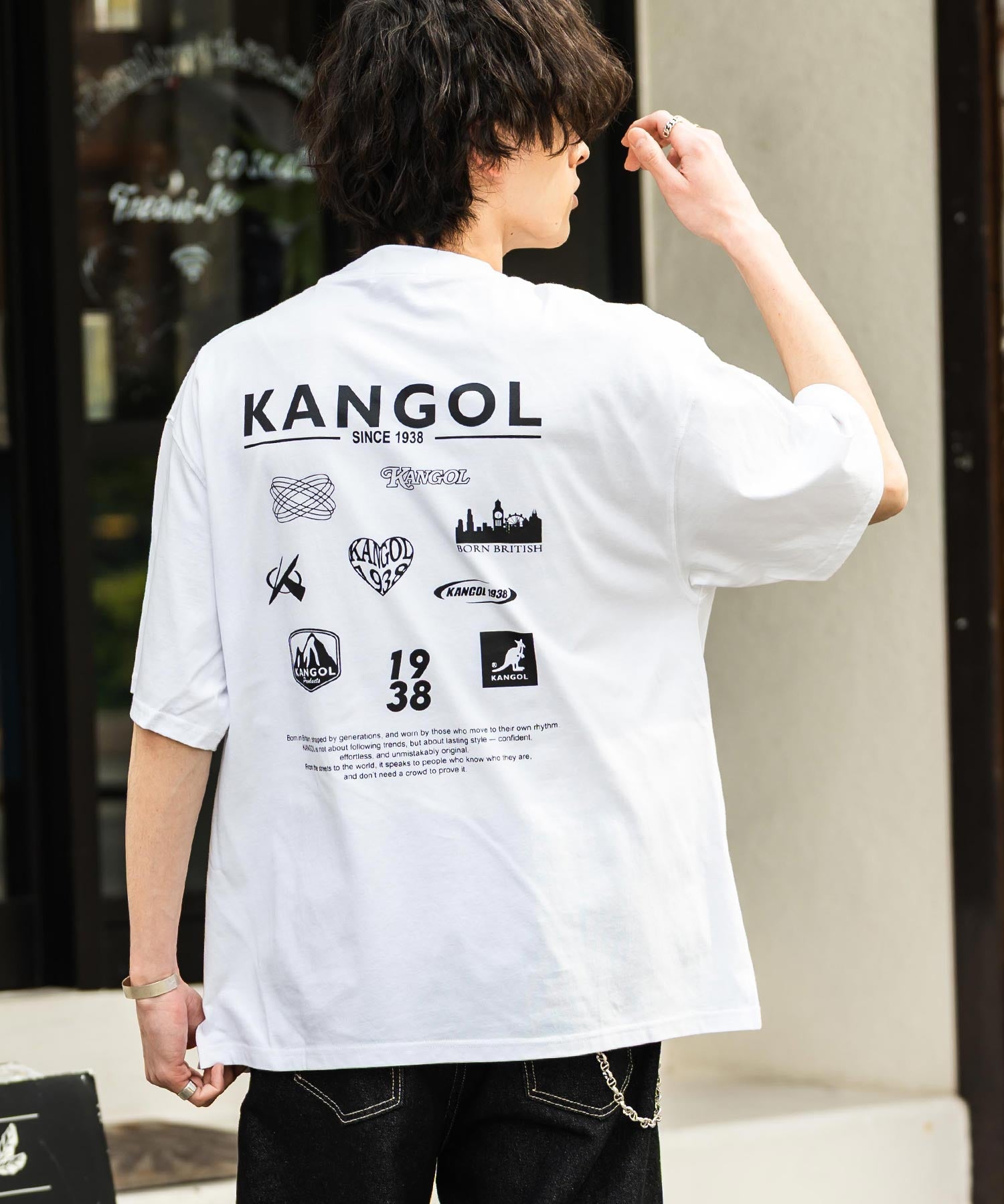 KANGOL カンゴール 別注コラボ 接触冷感オーバーサイズバックプリント半袖Tシャツ 15622