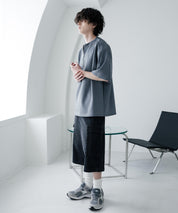 接触冷感 オーバーサイズダンボールハーフジップ半袖プルオーバーTシャツ 15624