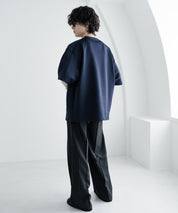 接触冷感 オーバーサイズダンボールハーフジップ半袖プルオーバーTシャツ 15624