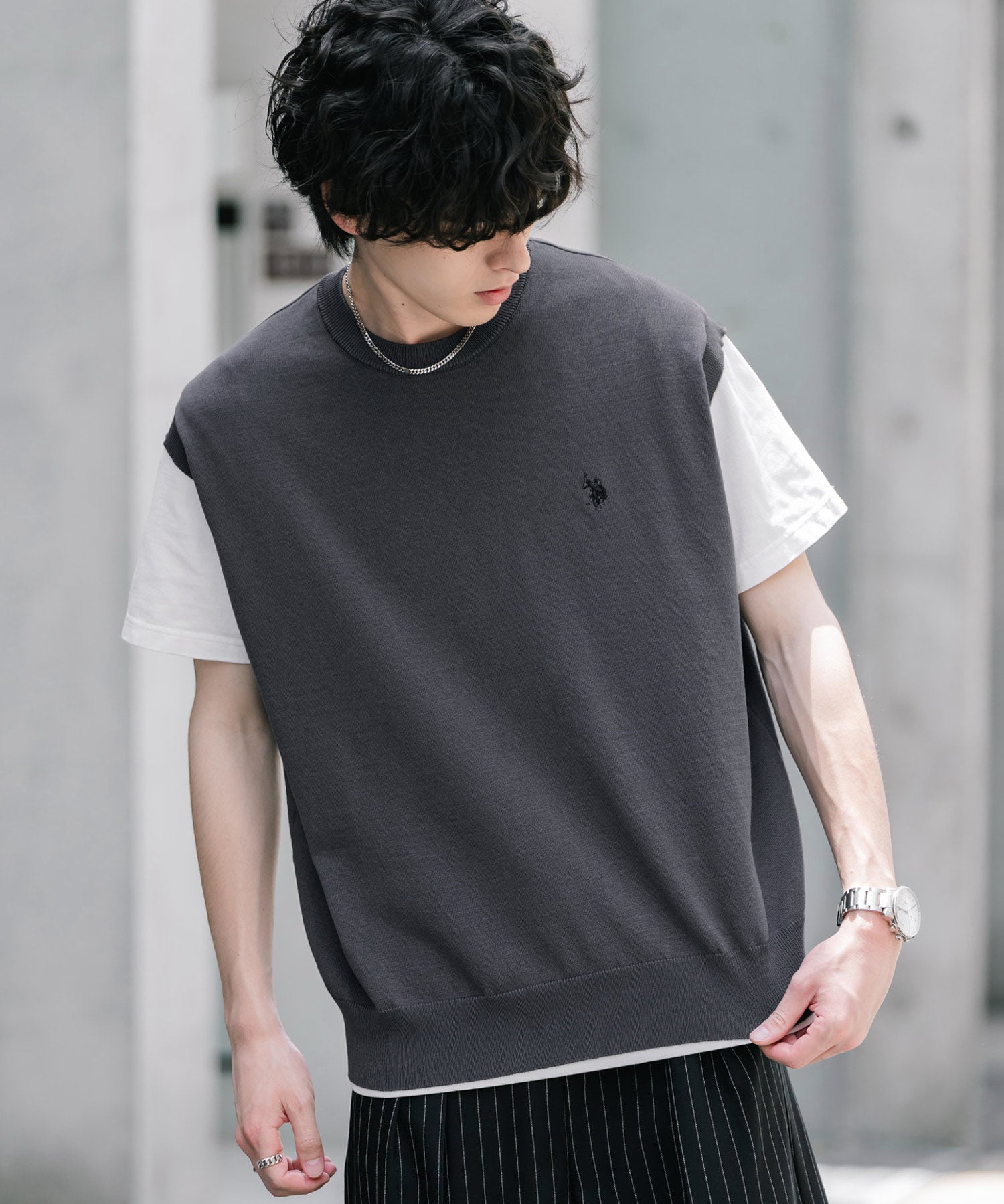 U.S. POLO ASSN. ユーエスポロアッスン サマーニットプルオーバーベスト 15628