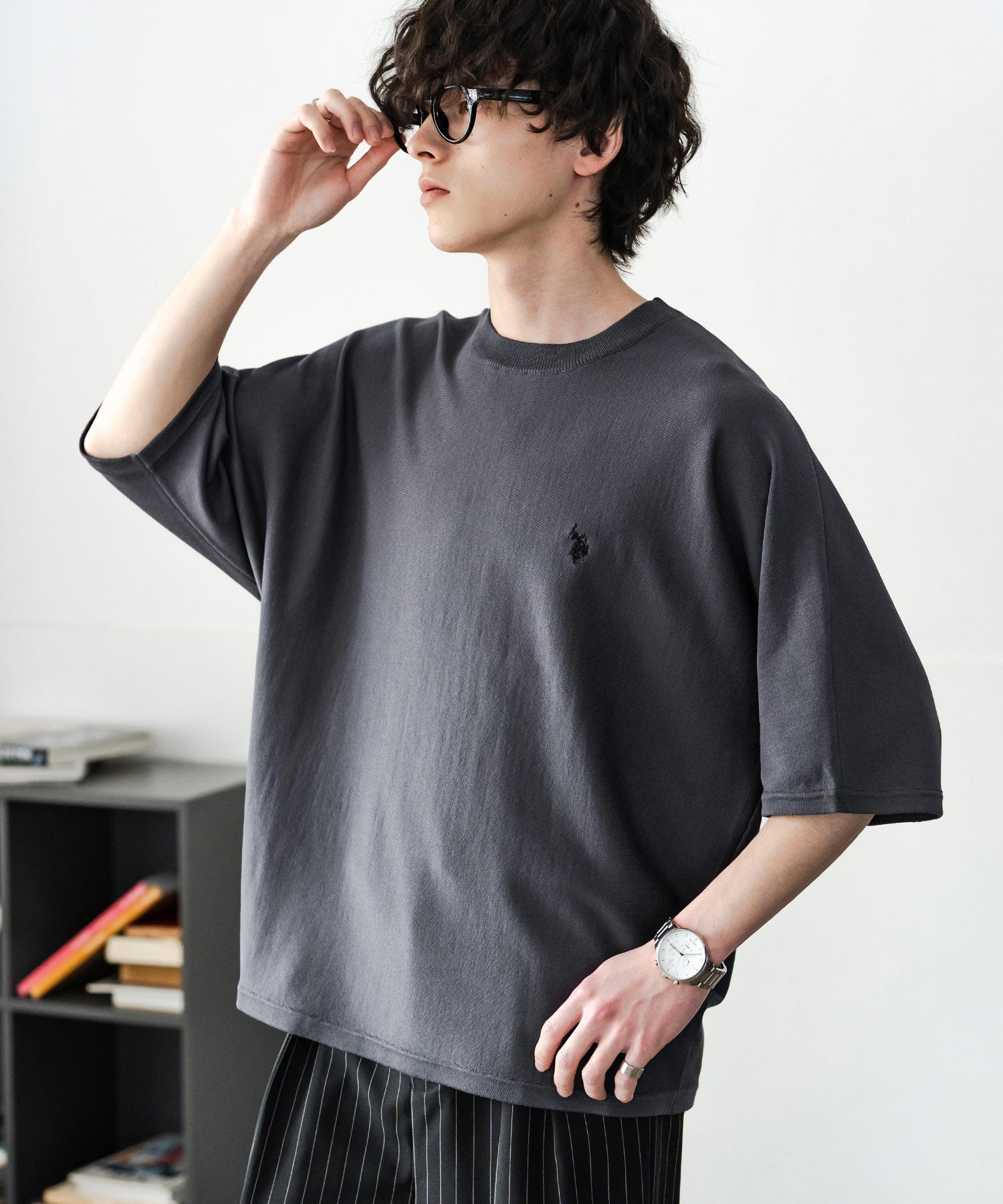 極美品　BATONER　ROKU別注　リネン　半袖　ショート丈　サマーニット U.S. POLO ASSN. ユーエスポロアッスン ドルマン半袖サマーニット