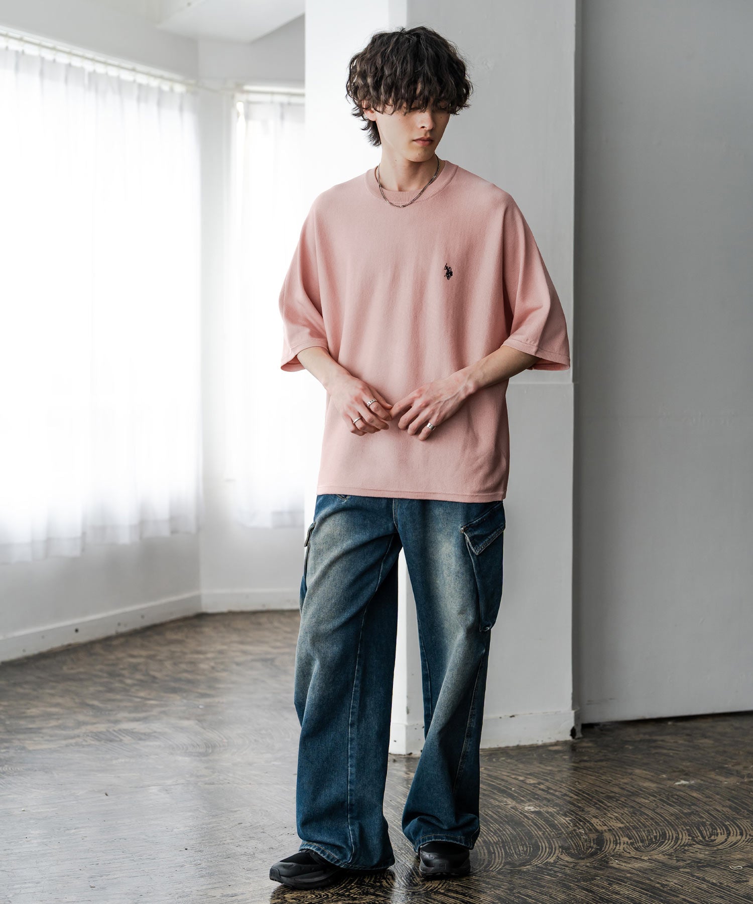 U.S. POLO ASSN. ユーエスポロアッスン ドルマン半袖サマーニット
