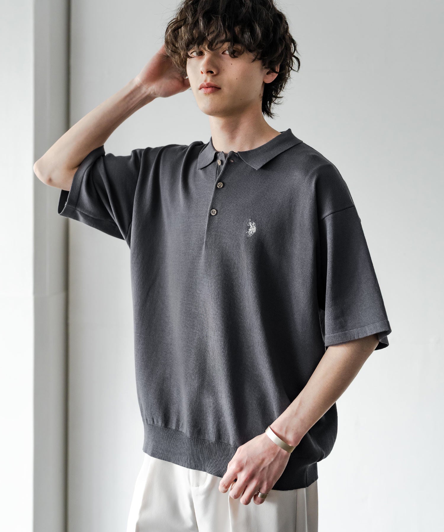 U.S. POLO ASSN. ユーエスポロアッスン オーバーサイズサマーニット半袖ポロシャツ 15630