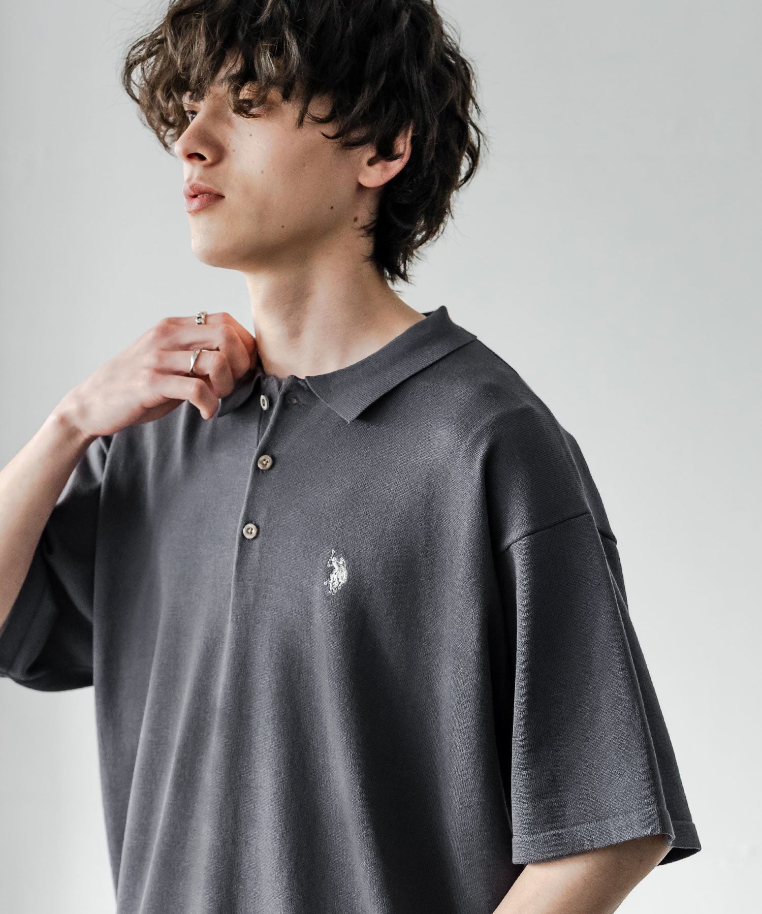 U.S. POLO ASSN. ユーエスポロアッスン オーバーサイズサマーニット半袖ポロシャツ 15630