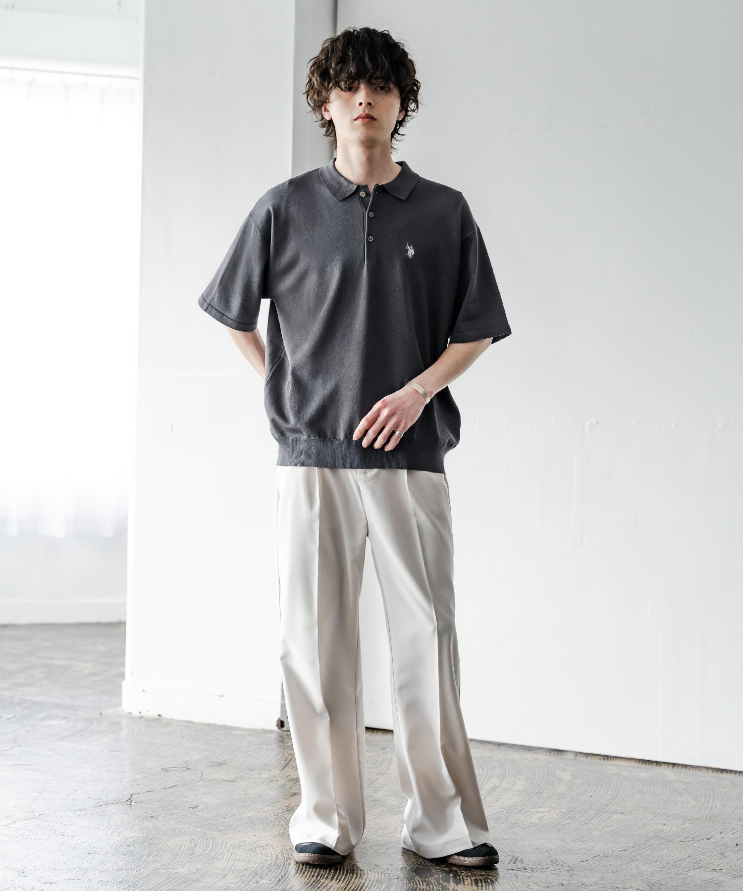U.S. POLO ASSN. ユーエスポロアッスン オーバーサイズサマーニット半袖ポロシャツ 15630