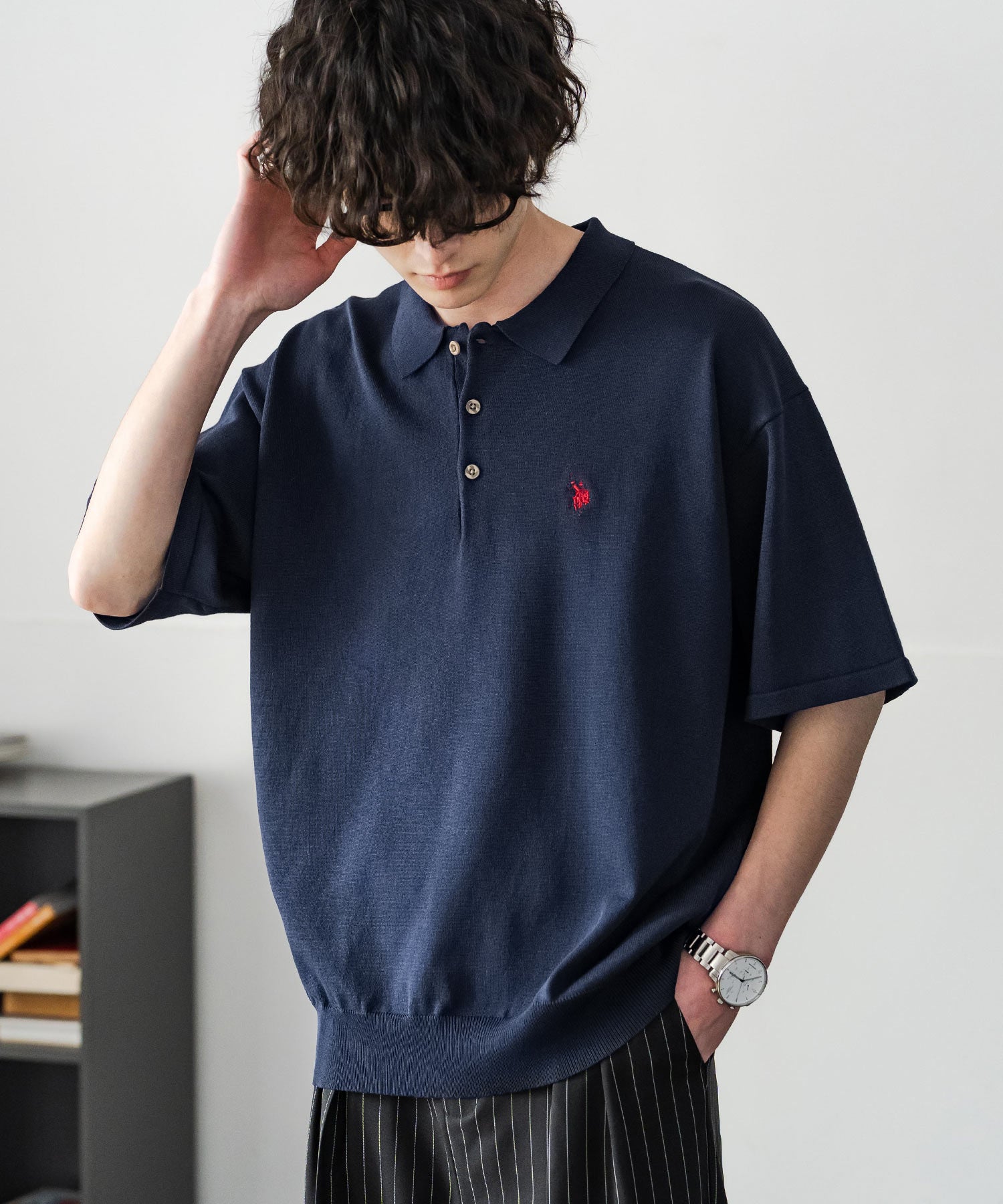 U.S. POLO ASSN. ユーエスポロアッスン オーバーサイズサマーニット半袖ポロシャツ 15630