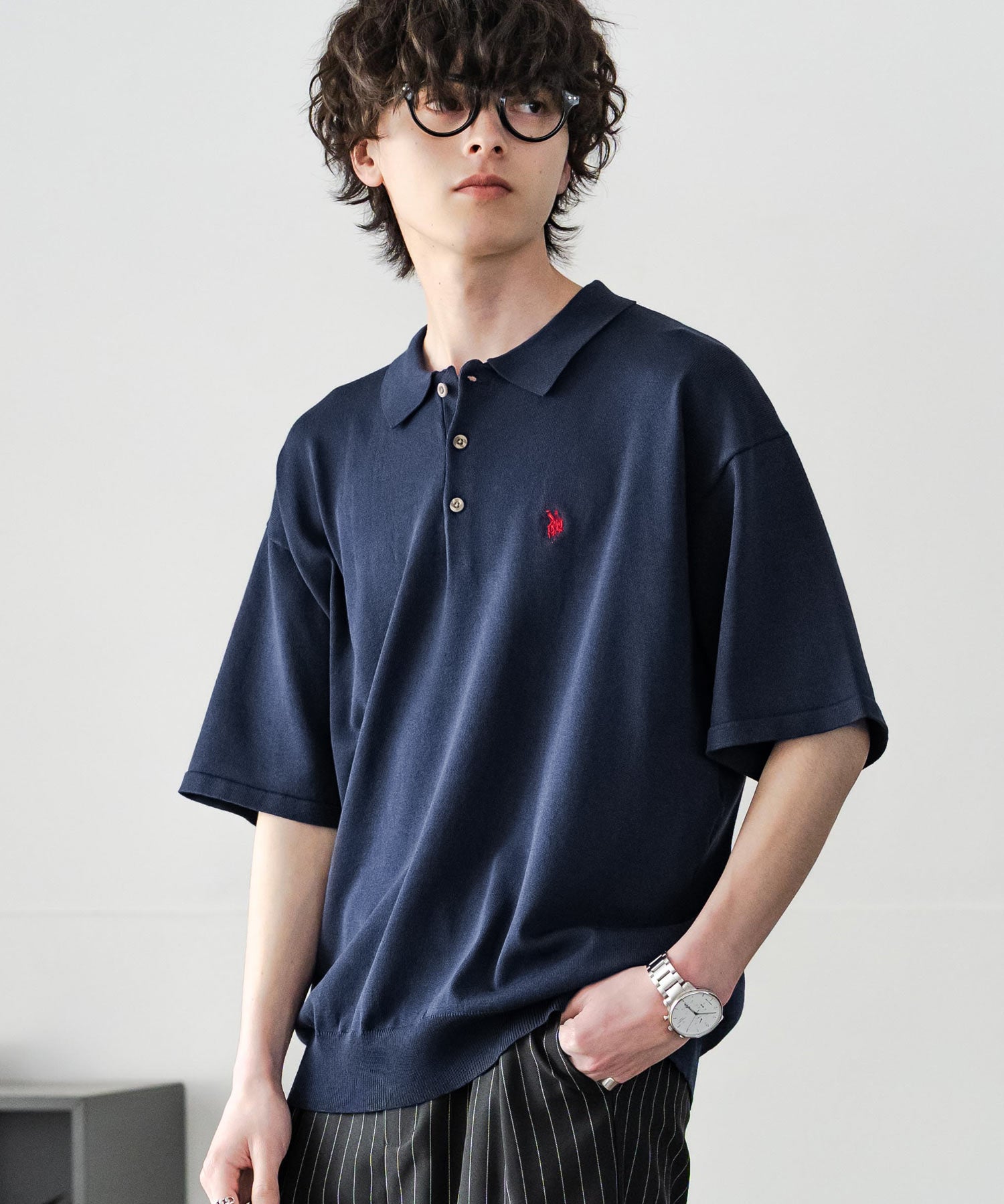 U.S. POLO ASSN. ユーエスポロアッスン オーバーサイズサマーニット半袖ポロシャツ 15630