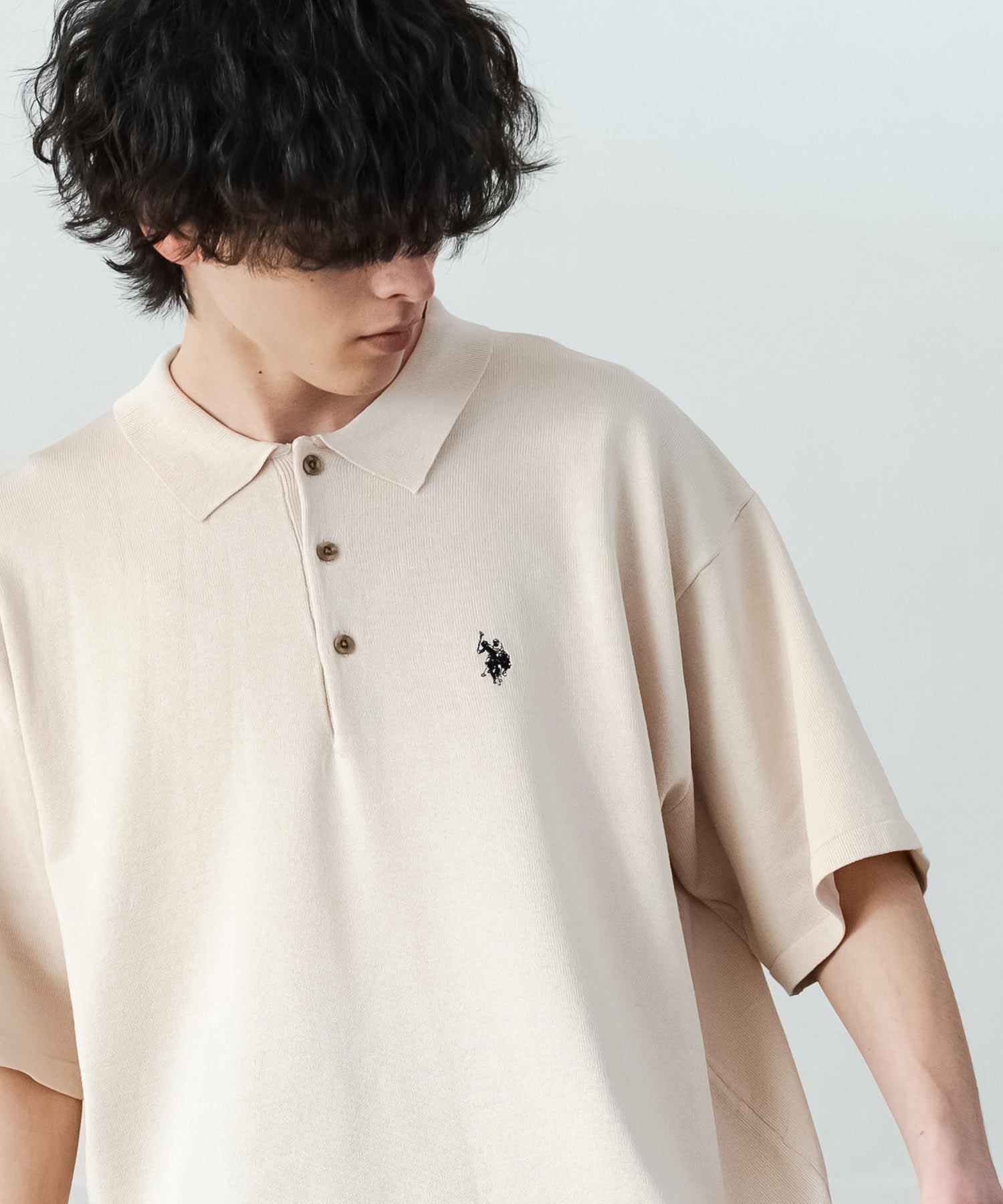 U.S. POLO ASSN. ユーエスポロアッスン オーバーサイズサマーニット半袖ポロシャツ 15630