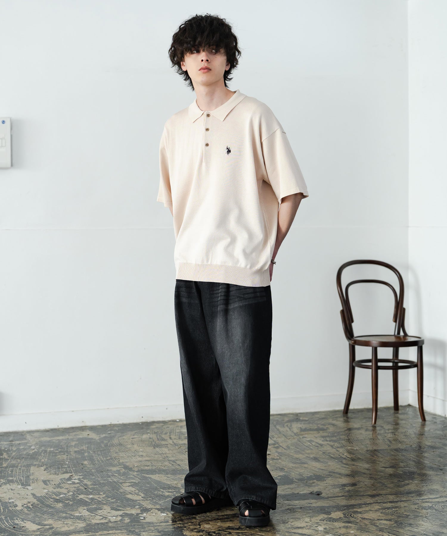 U.S. POLO ASSN. ユーエスポロアッスン オーバーサイズサマーニット半袖ポロシャツ 15630