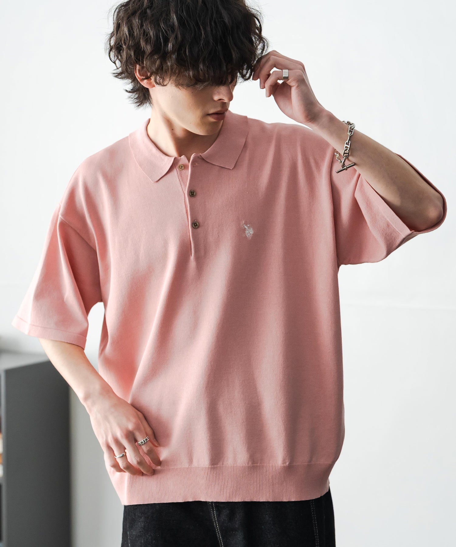 U.S. POLO ASSN. ユーエスポロアッスン オーバーサイズサマーニット半袖ポロシャツ 15630