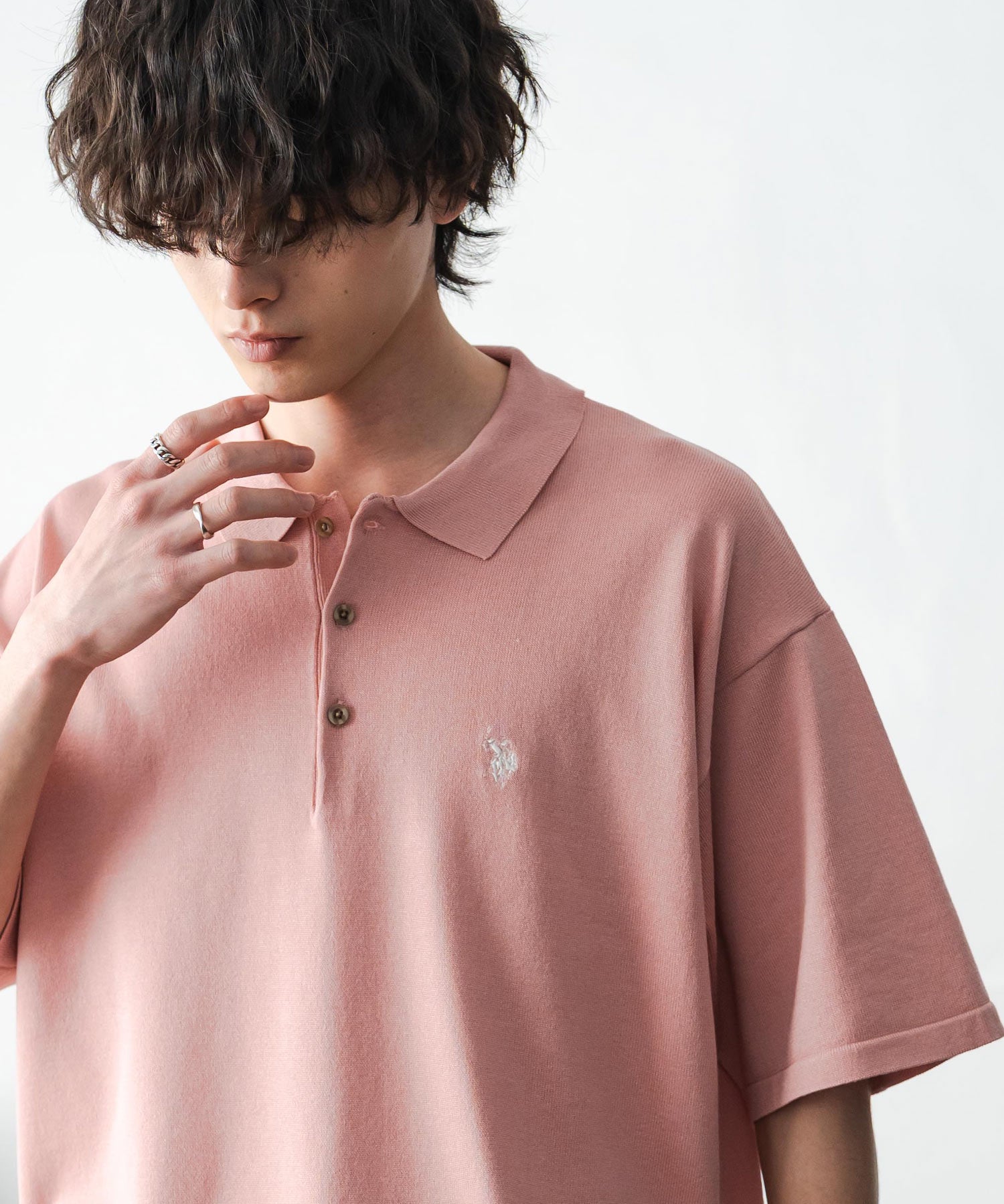 U.S. POLO ASSN. ユーエスポロアッスン オーバーサイズサマーニット半袖ポロシャツ 15630