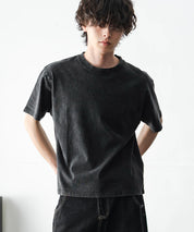 ケミカル加工 ショート丈 短丈 クロップド 半袖コットンクルーネックTシャツ 15631