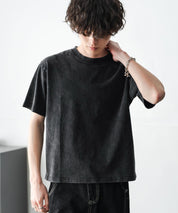ケミカル加工 ショート丈 短丈 クロップド 半袖コットンクルーネックTシャツ 15631
