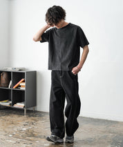 ケミカル加工 ショート丈 短丈 クロップド 半袖コットンクルーネックTシャツ 15631