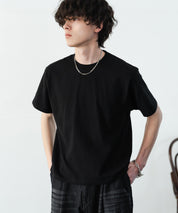 ケミカル加工 ショート丈 短丈 クロップド 半袖コットンクルーネックTシャツ 15631