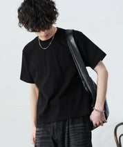 ケミカル加工 ショート丈 短丈 クロップド 半袖コットンクルーネックTシャツ 15631