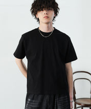 ケミカル加工 ショート丈 短丈 クロップド 半袖コットンクルーネックTシャツ 15631