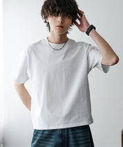 ケミカル加工 ショート丈 短丈 クロップド 半袖コットンクルーネックTシャツ 15631