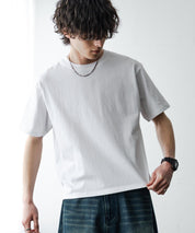 ケミカル加工 ショート丈 短丈 クロップド 半袖コットンクルーネックTシャツ 15631