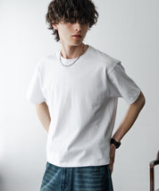 ケミカル加工 ショート丈 短丈 クロップド 半袖コットンクルーネックTシャツ 15631