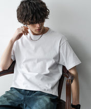 ケミカル加工 ショート丈 短丈 クロップド 半袖コットンクルーネックTシャツ 15631