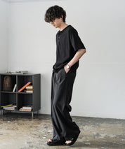 ケミカル加工 短丈 クロップド ショート丈半袖コットンヘンリーネックTシャツ 15632