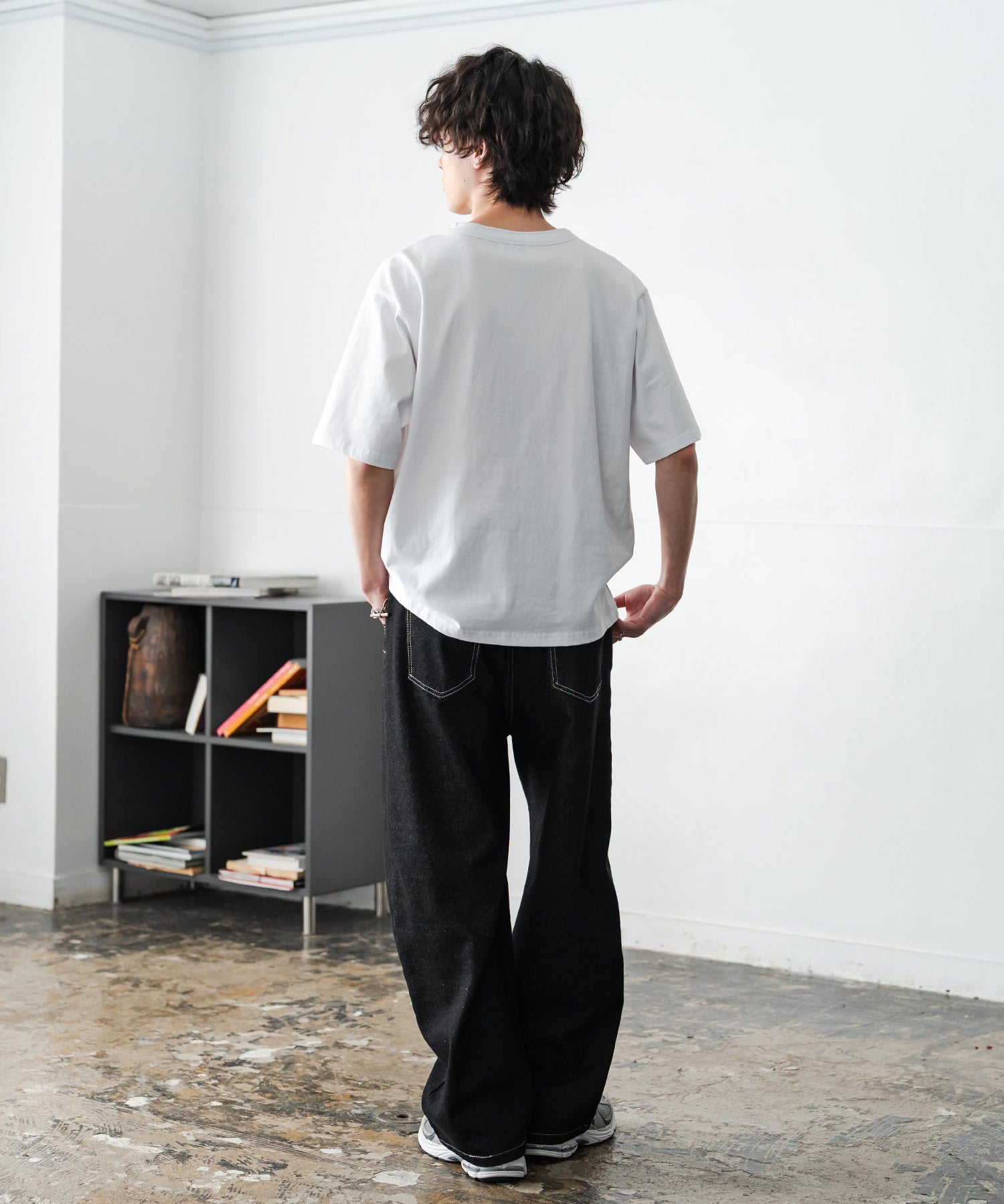 ケミカル加工 短丈 クロップド ショート丈半袖コットンヘンリーネックTシャツ 15632