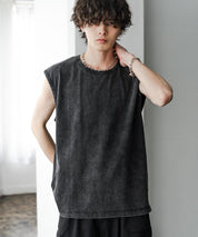 ケミカル加工 コットンノースリーブTシャツ/タンクトップ 15633