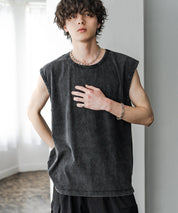 ケミカル加工 コットンノースリーブTシャツ/タンクトップ 15633