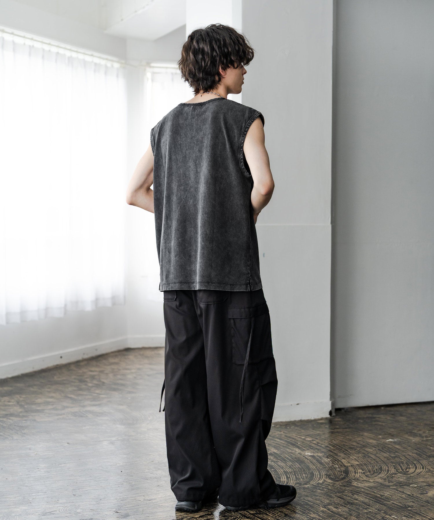 ケミカル加工 コットンノースリーブTシャツ/タンクトップ 15633
