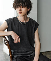 ケミカル加工 コットンノースリーブTシャツ/タンクトップ 15633