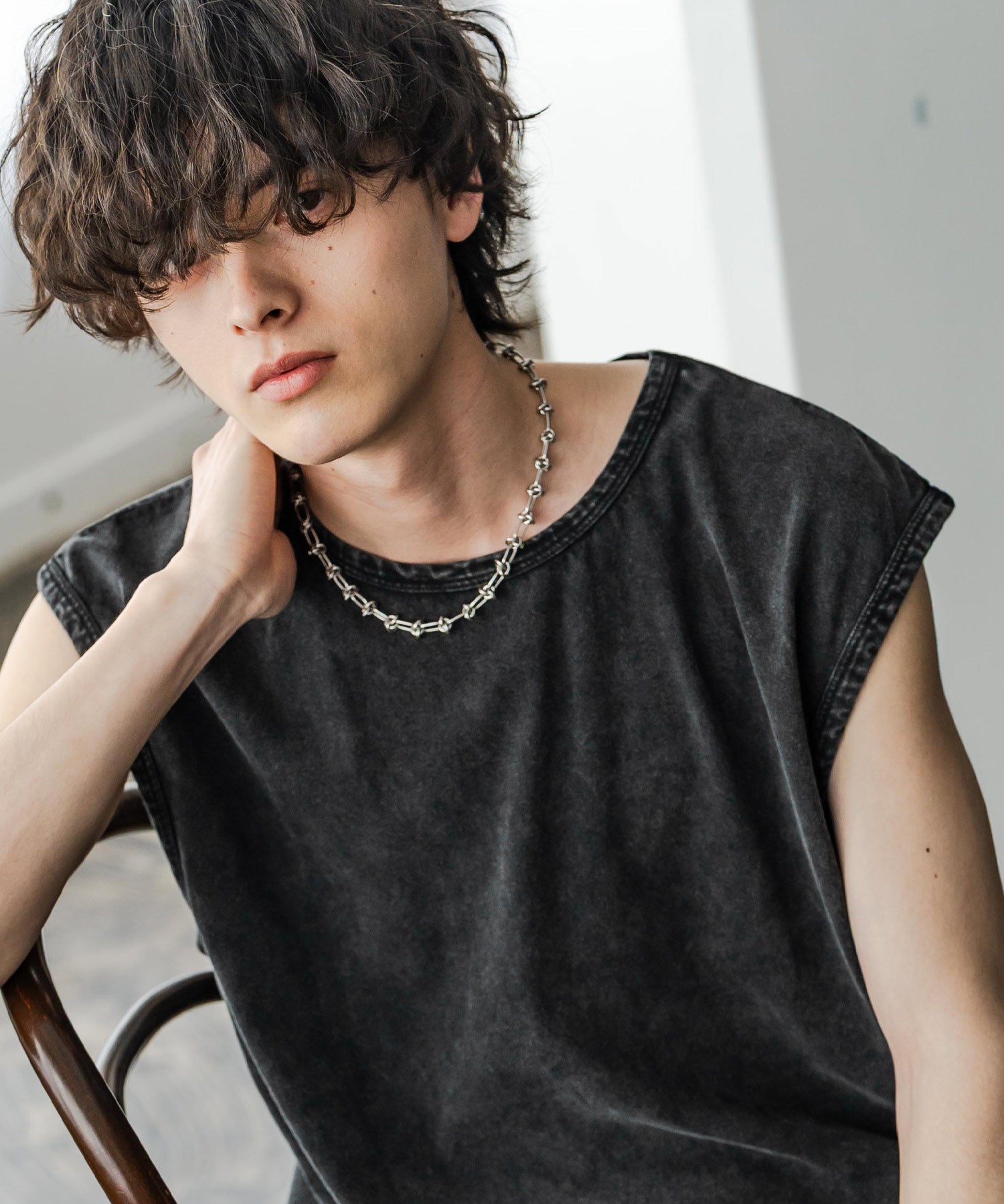ケミカル加工 コットンノースリーブTシャツ/タンクトップ 15633