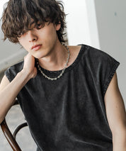 ケミカル加工 コットンノースリーブTシャツ/タンクトップ 15633
