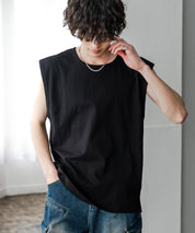 ケミカル加工 コットンノースリーブTシャツ/タンクトップ 15633