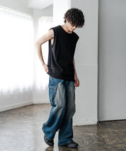 ケミカル加工 コットンノースリーブTシャツ/タンクトップ 15633