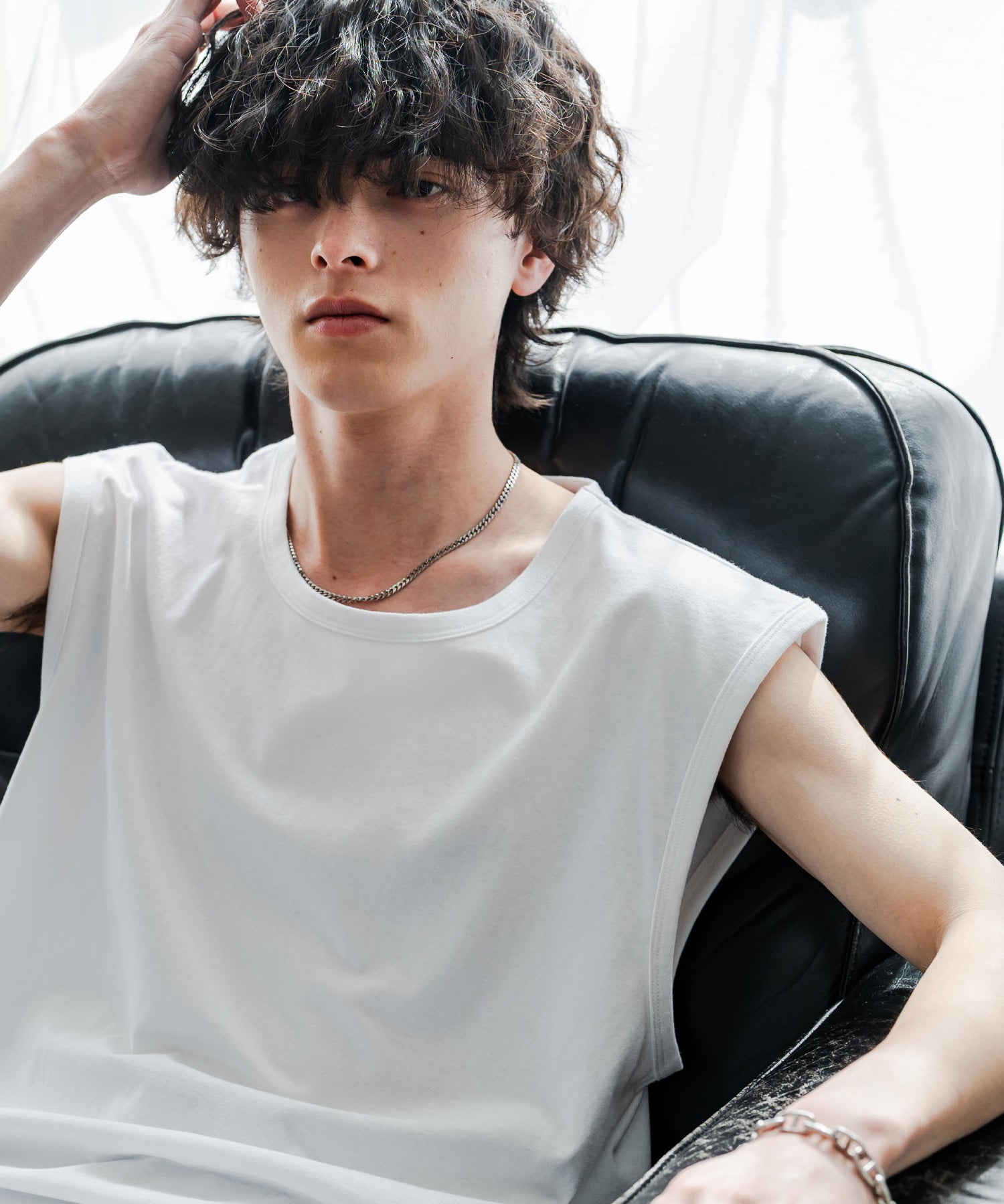 ケミカル加工 コットンノースリーブTシャツ/タンクトップ 15633