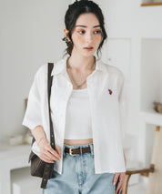 U.S. POLO ASSN. ユーエスポロアッスン W's ワンポイントロゴ刺繍ショート丈半袖気流シャツ 15637