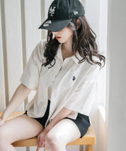 U.S. POLO ASSN. ユーエスポロアッスン W's ワンポイントロゴ刺繍ショート丈半袖気流シャツ 15637