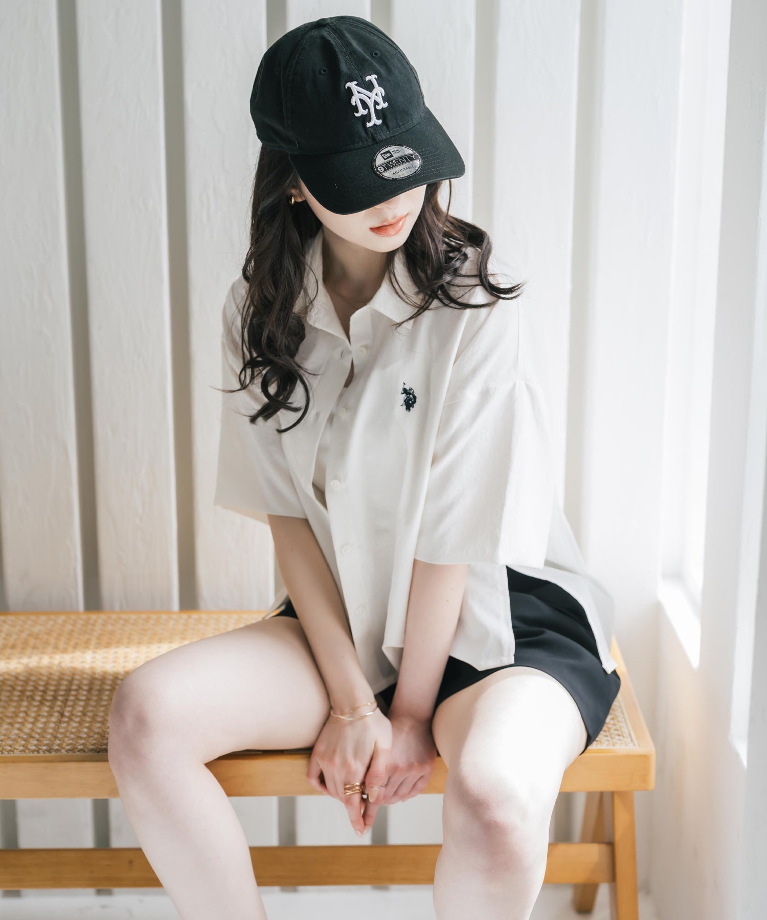 U.S. POLO ASSN. ユーエスポロアッスン W's ワンポイントロゴ刺繍ショート丈半袖気流シャツ 15637
